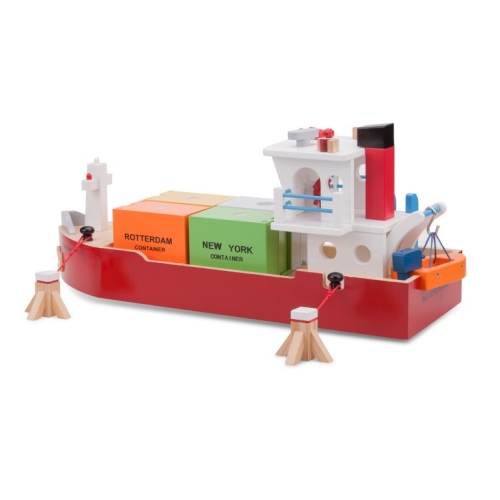 New Classic Toys Containerschiff mit 4 Containern